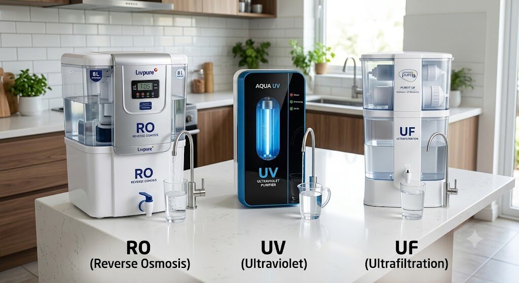 RO vs UV vs UF Water Purifier